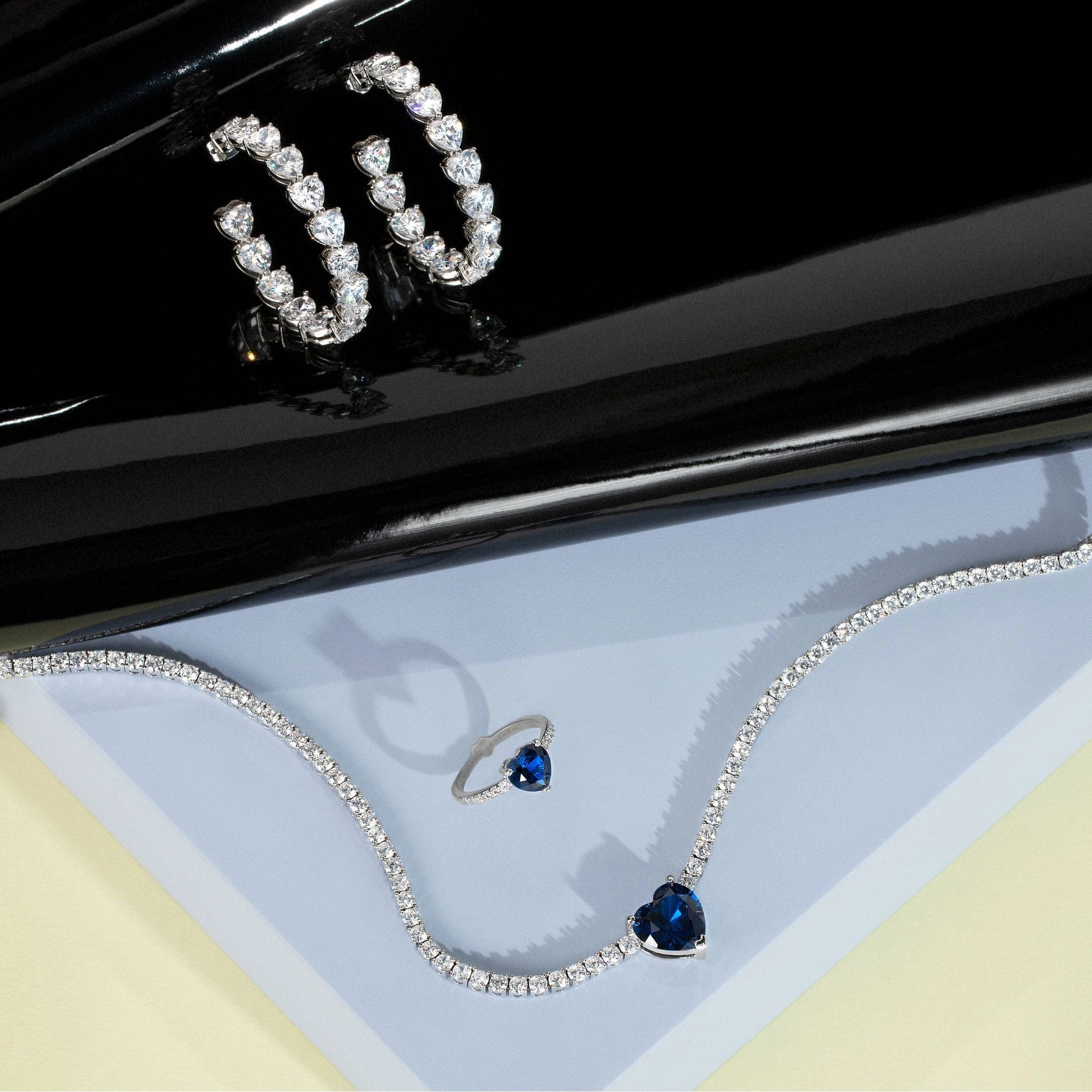 Chiara Ferragni Diamond Heart White Heart Hoop Earrings