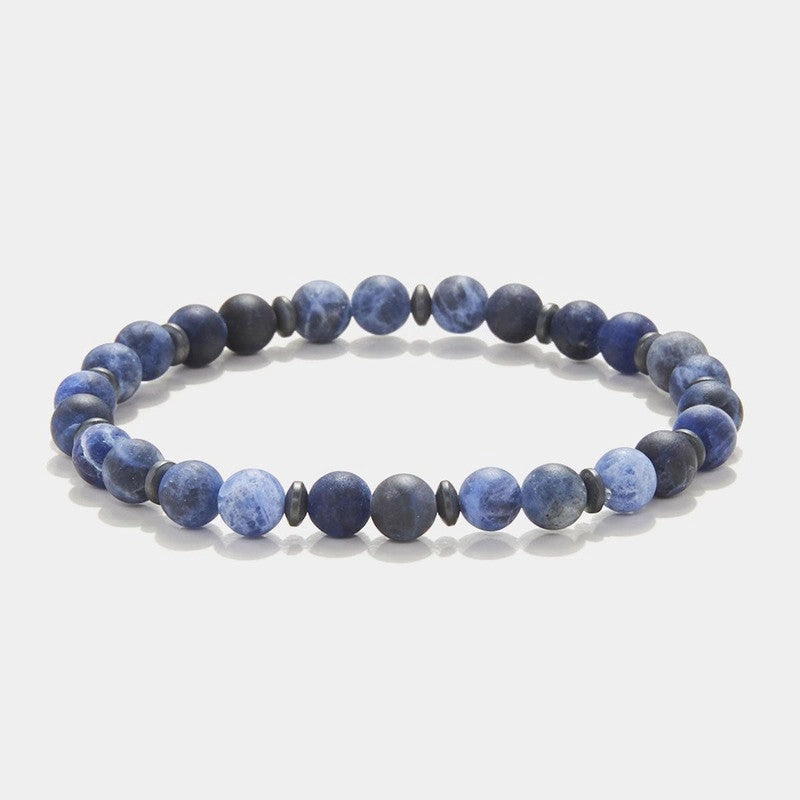 Chrysostomos Handmade Bracelet with Natural Mineral Stones of Matte Sodalite