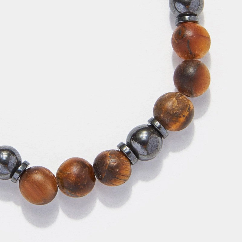 Chrysostomos Kids Bracelet Handmade with Natural Matte tigers eye Mineral Stones