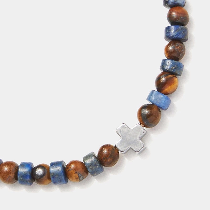Chrysostomos Kids Bracelet Handmade with Natural tigers eye Mineral Stones