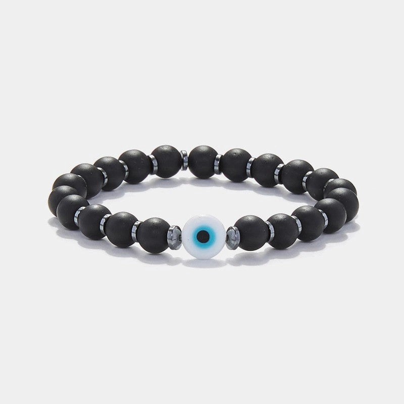 Chrysostomos Kids Handmade Bracelet with Onyx Stones & Flat Hematite