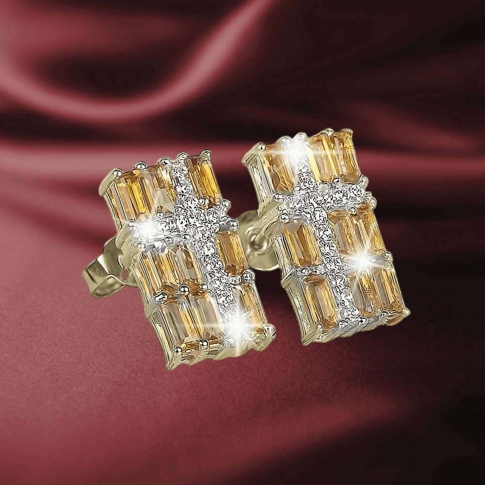 Citrine Star Cross Earrings