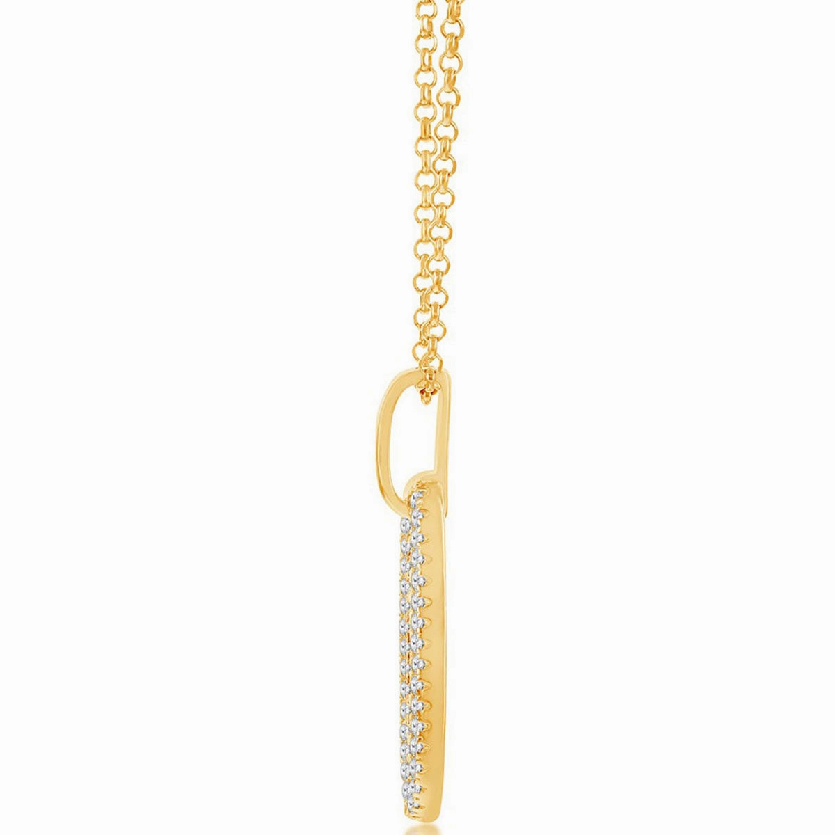 Classic Women's Pendant - Silver Gold Oval Micro Pave CZ Door Knocker | K-8691-GP