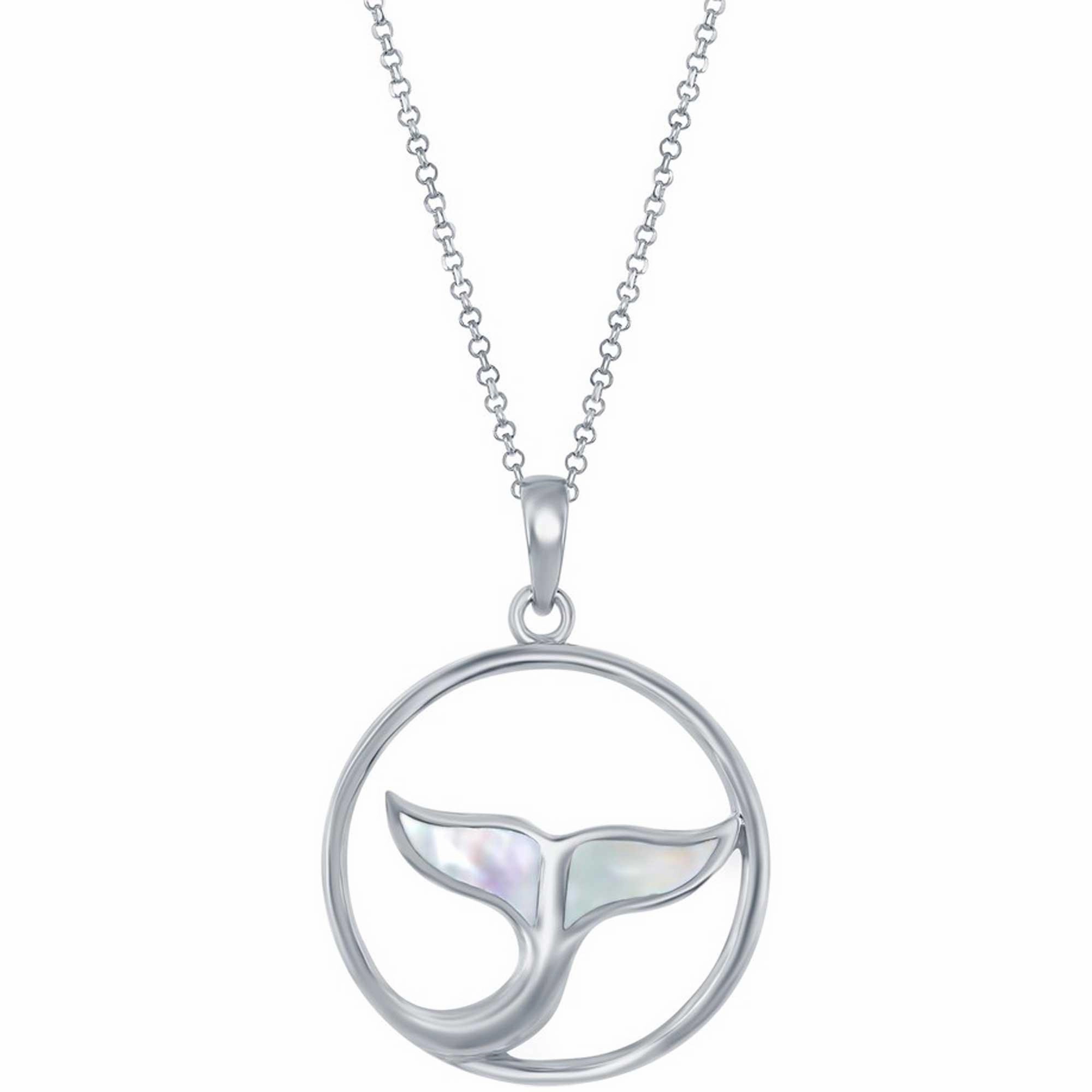 Classic Women's Pendant - Sterling Silver and Mother Of Pearl Whale Tale | K-8807