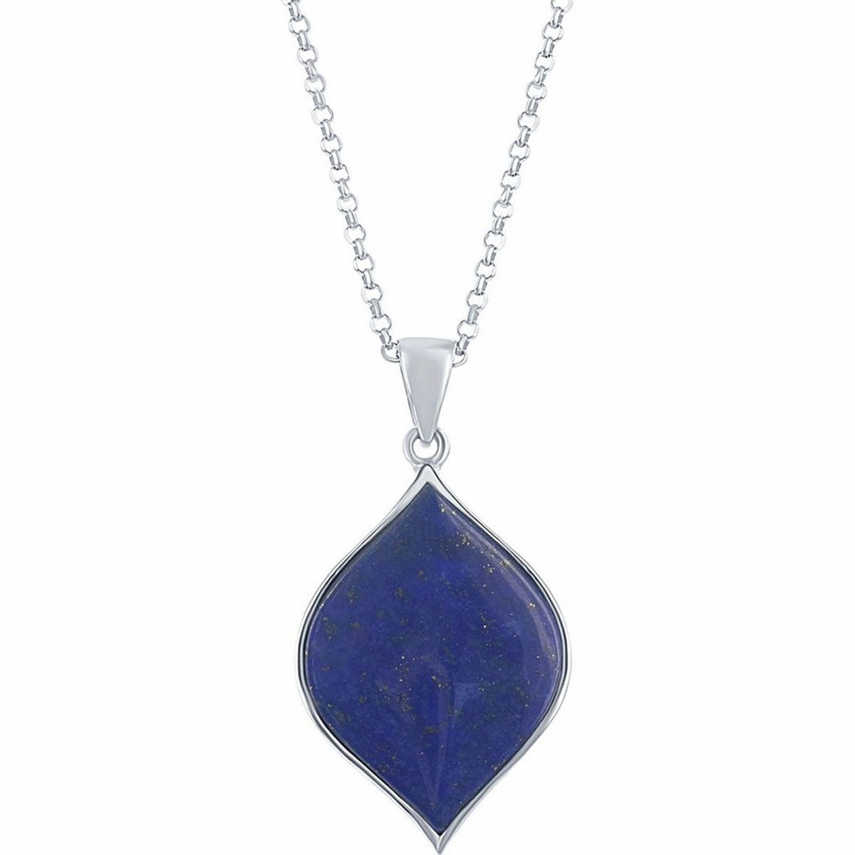 Classic Women's Pendant - Sterling Silver Blue Lapis Stone Marquise Style | K-8378
