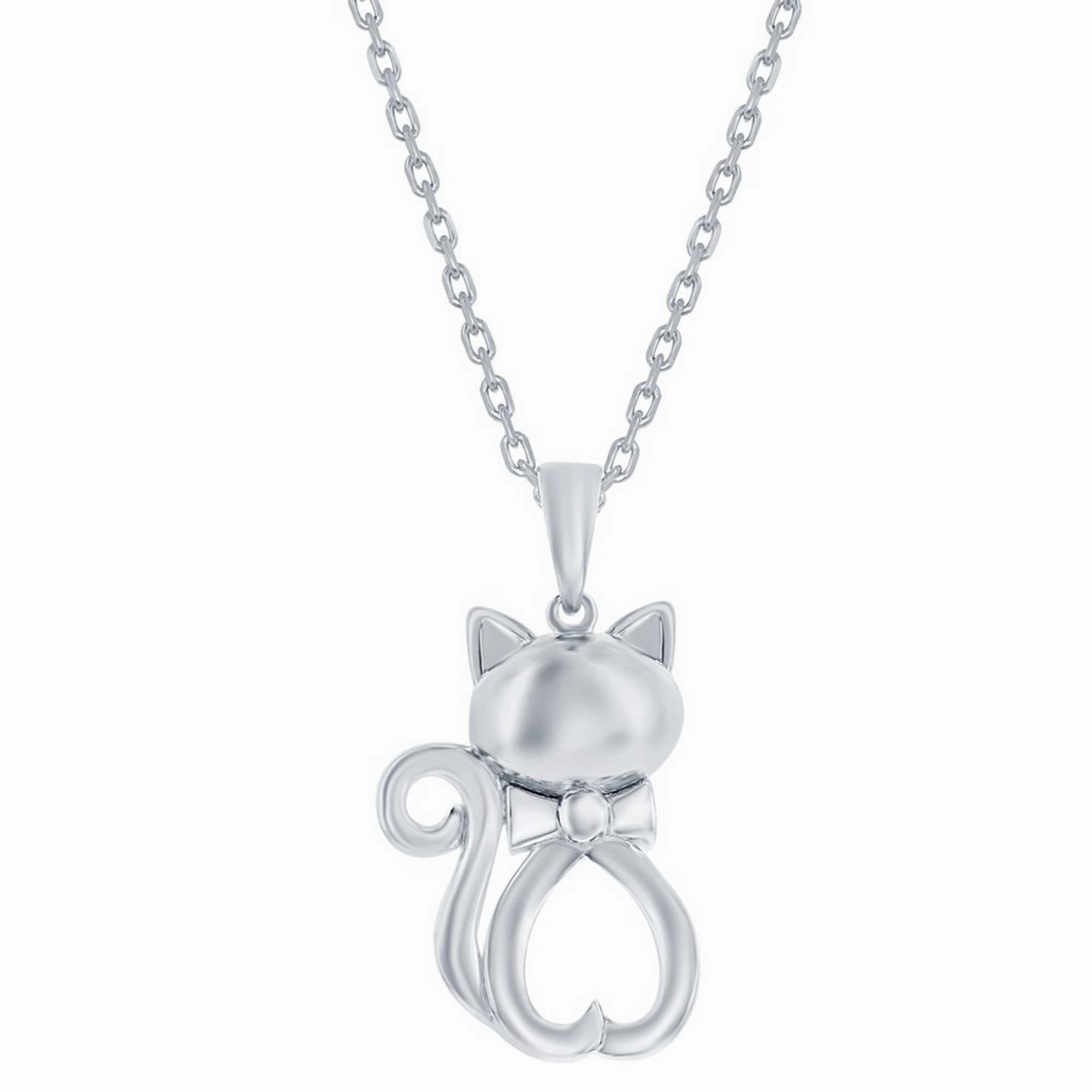 Classic Women's Pendant - Sterling Silver Cat Shape | J-2786