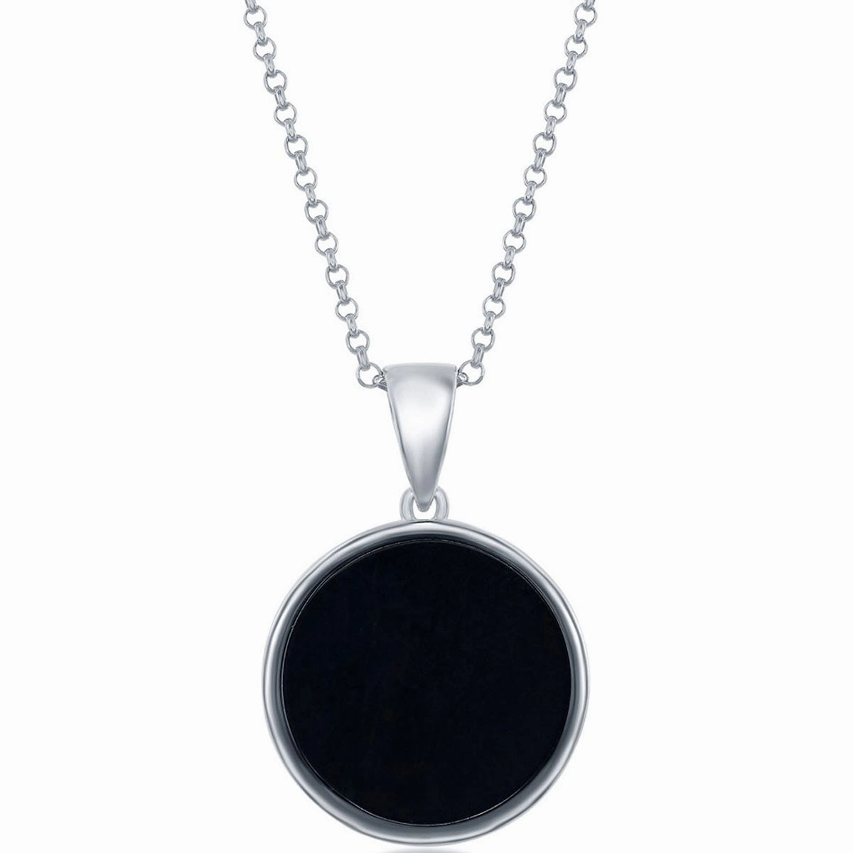 Classic Women's Pendant - Sterling Silver CZ North Stars and Round Onyx | K-8717