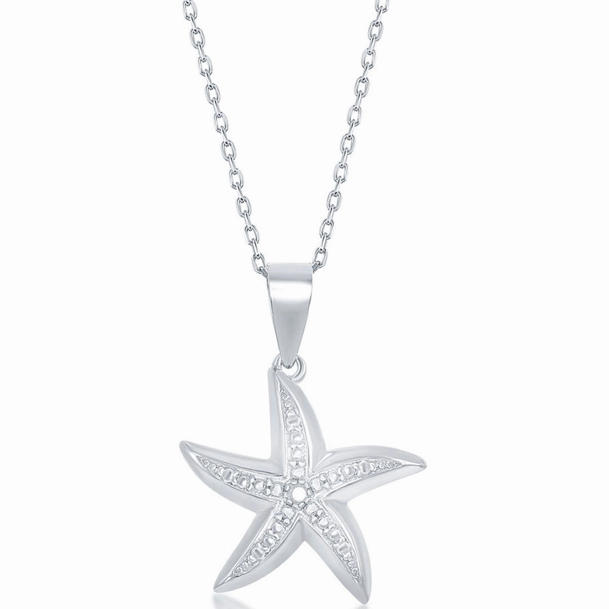 Classic Women's Pendant - Sterling Silver Diamond Accent Starfish Design | KDP-213
