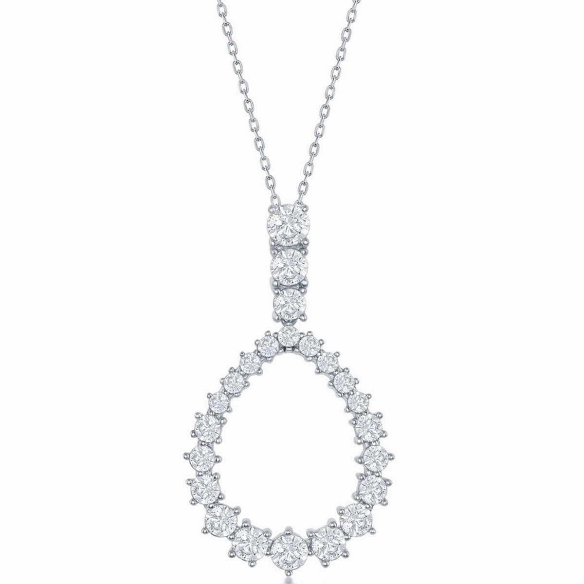 Classic Women's Pendant - Sterling Silver Open White CZ Pear-Shaped Design | K-8658