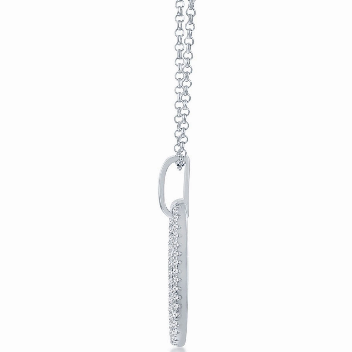 Classic Women's Pendant - Sterling Silver Oval Micro Pave CZ Door Knocker | K-8691