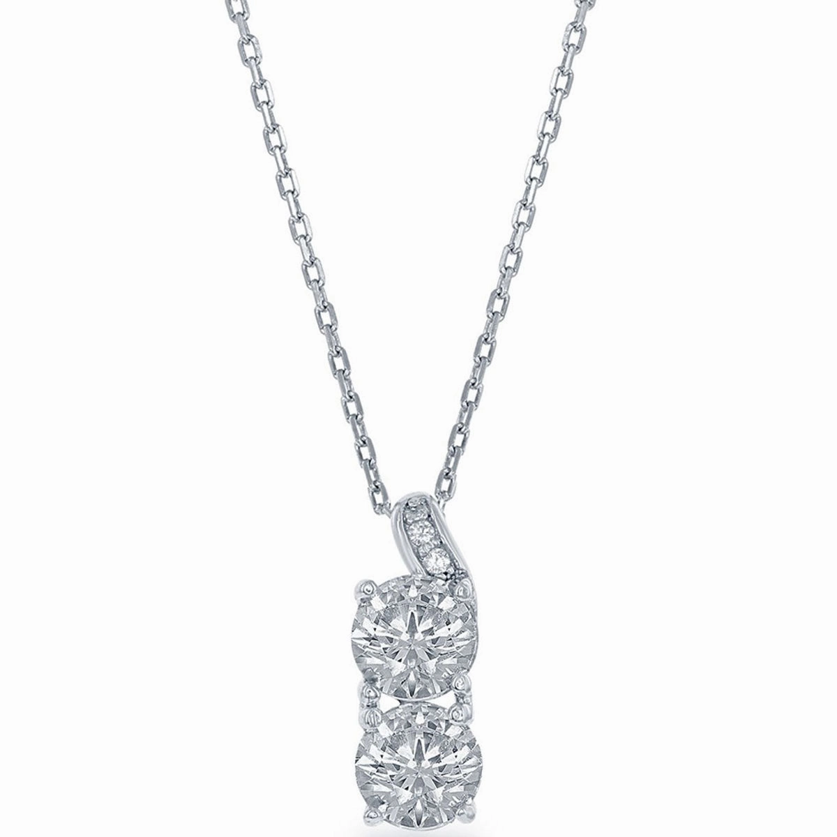Classic Women's Pendant - Sterling Silver Us2gether Square Cubic Zirconia | K-7437