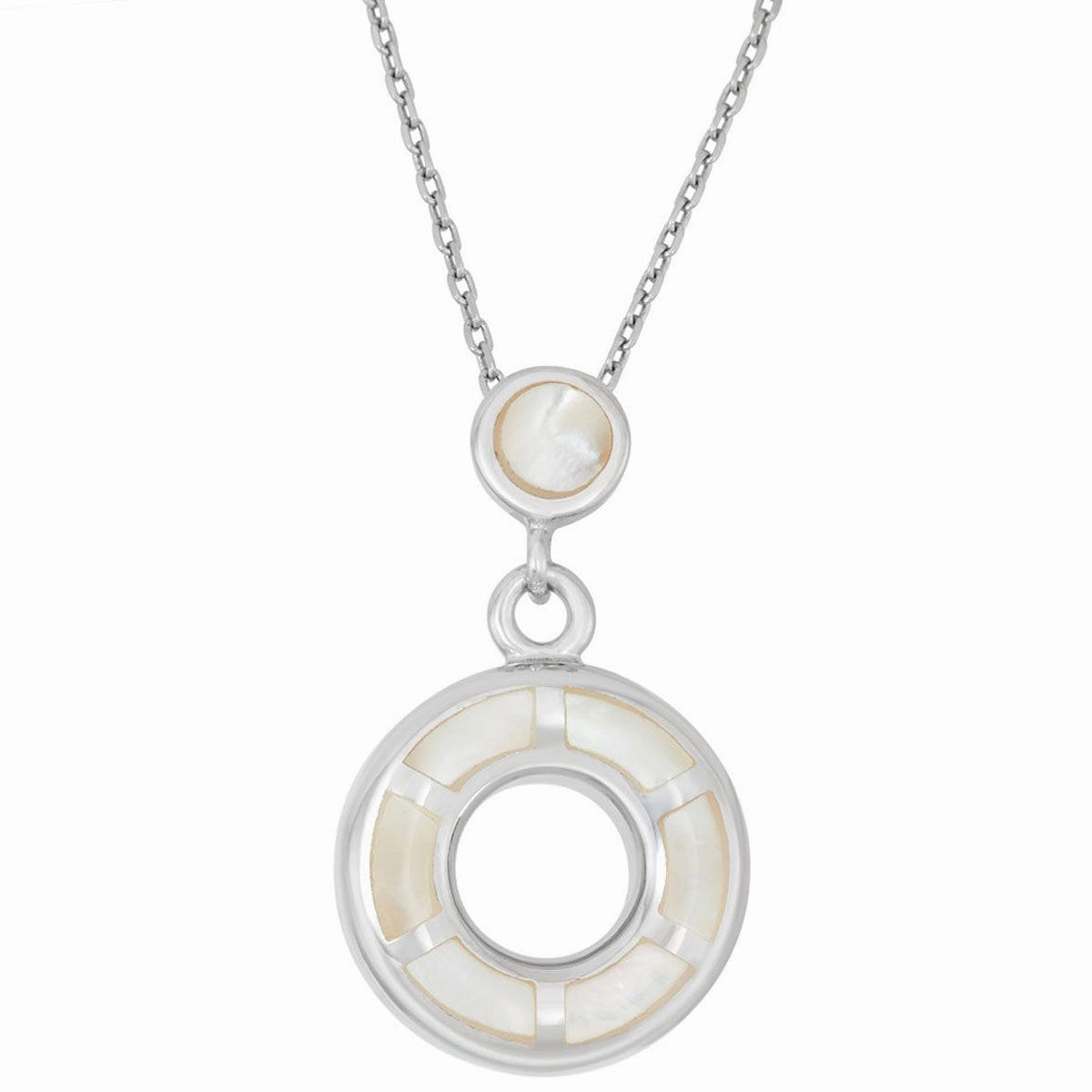 Classic Women's Pendant - Sterling Silver White Mother of Pearl Open Circle | K-7293