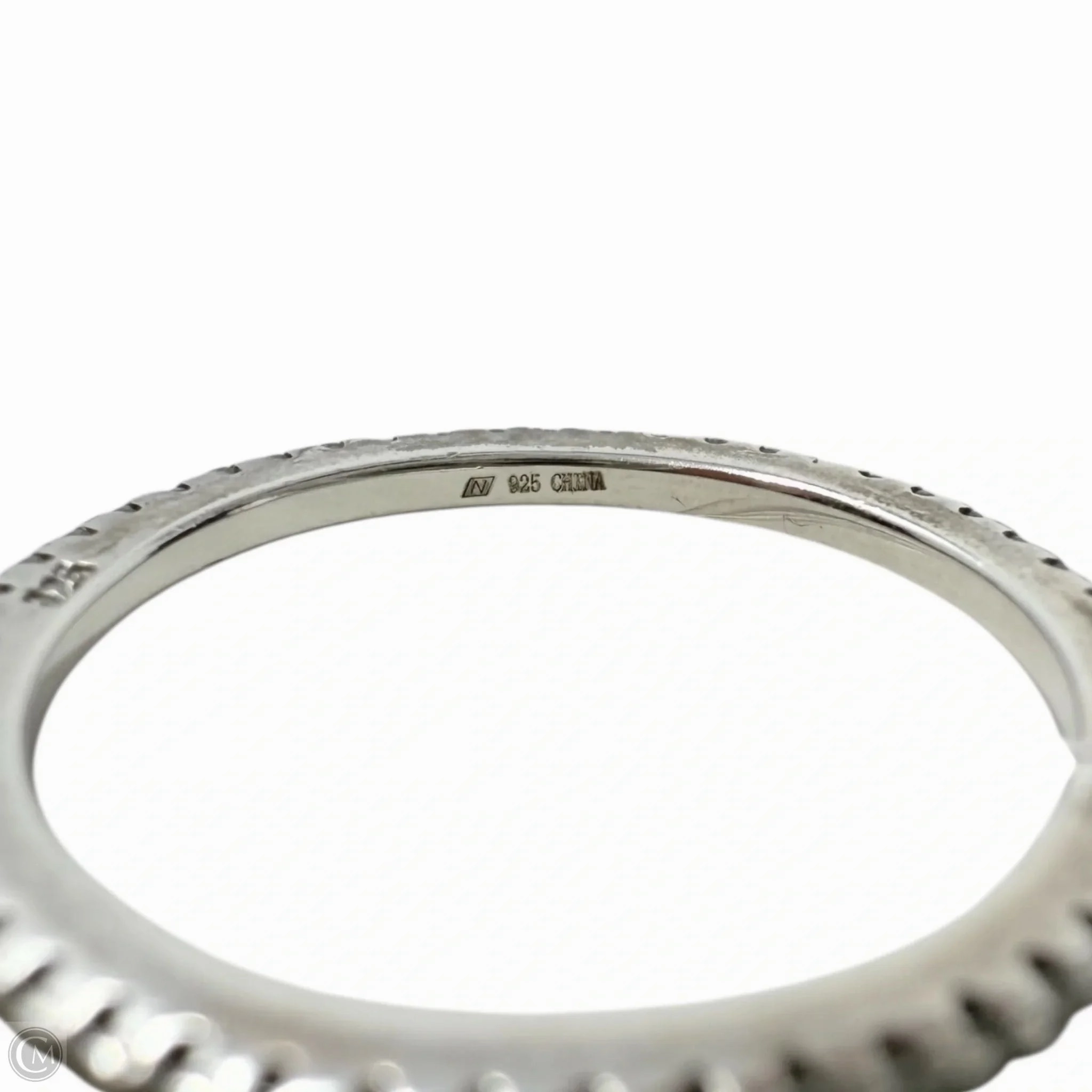 Clear Stone & Sterling Silver Anniversary Band Ring By Unbranded, Size: 7