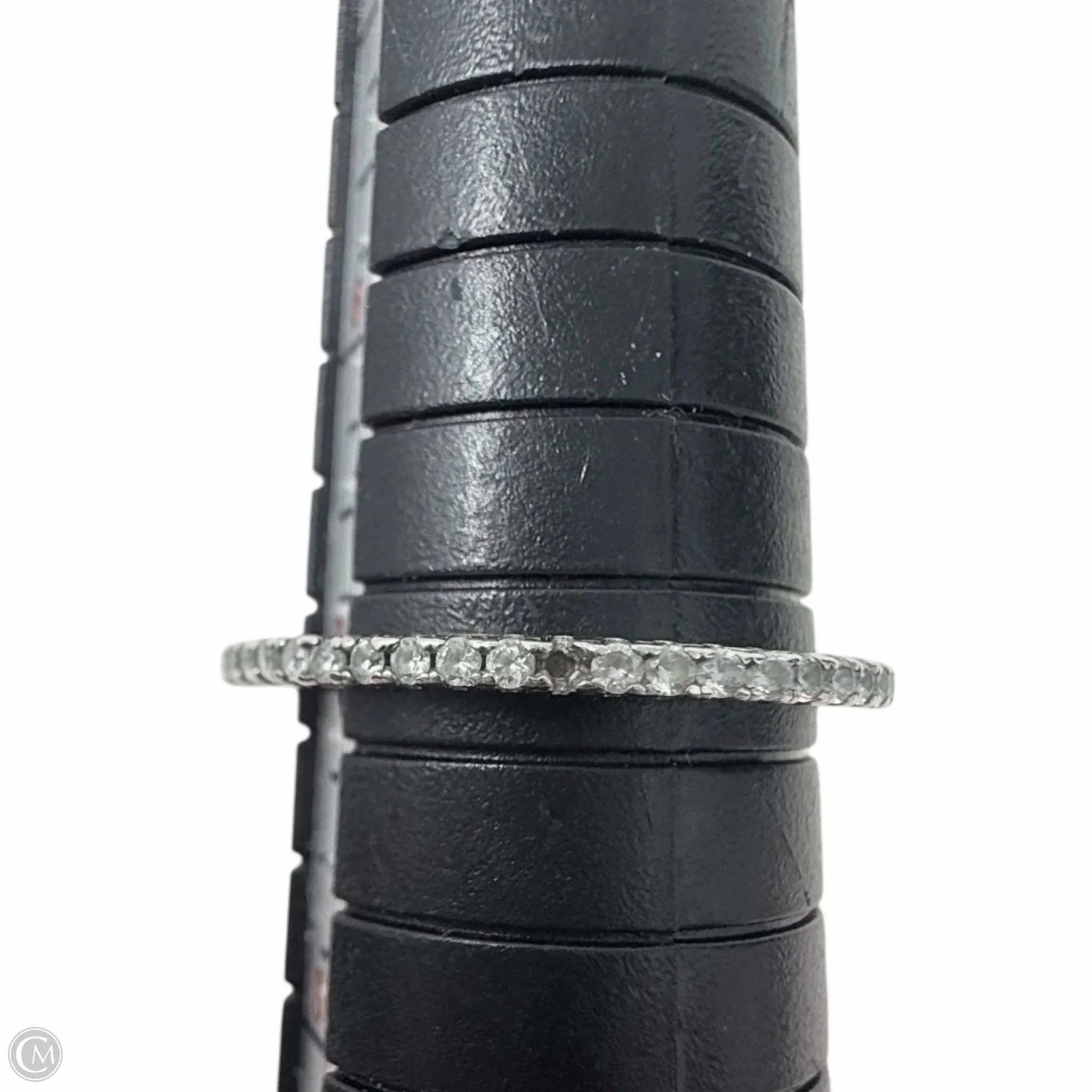 Clear Stone & Sterling Silver Anniversary Band Ring By Unbranded, Size: 7