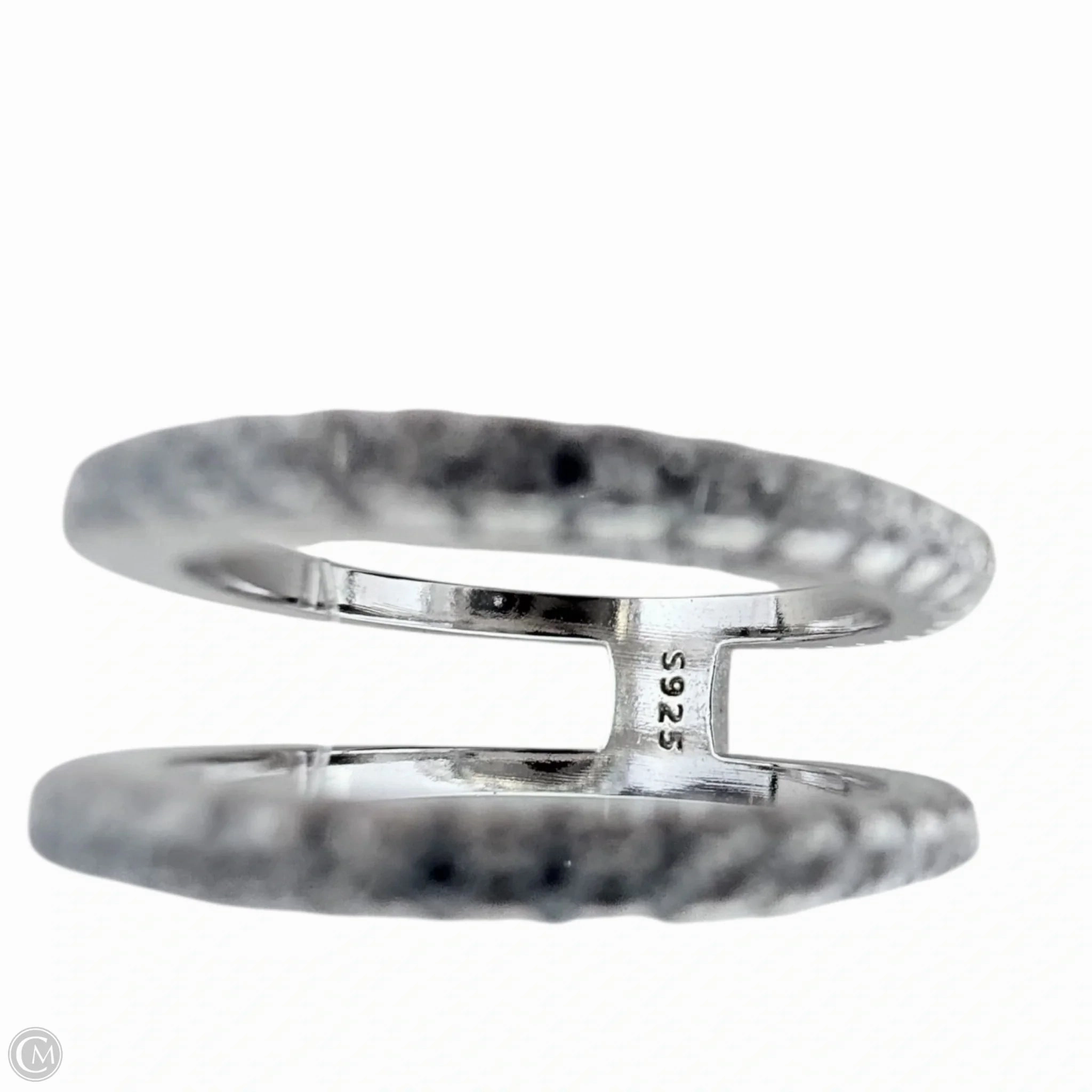 Clear Stone & Sterling Silver Double Band Ring By Unbranded, Size: 7
