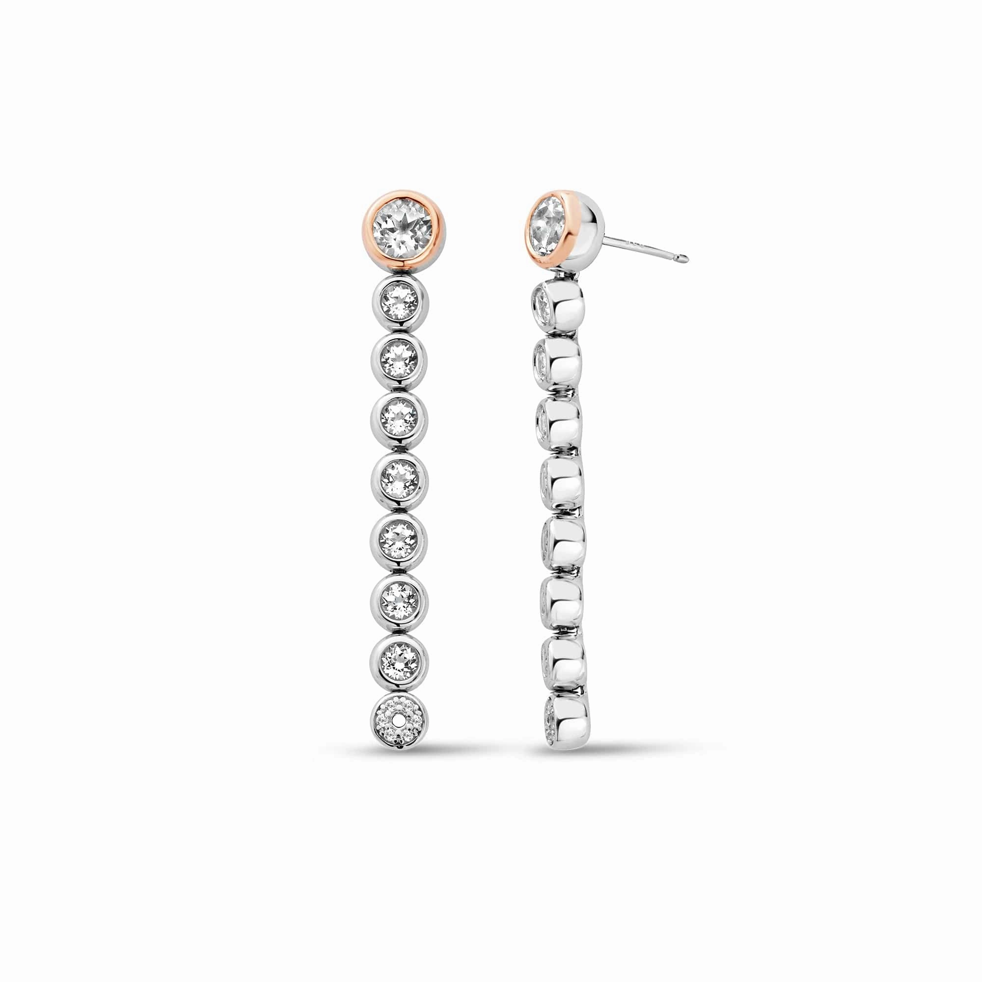 Clogau Celebration White topaz Drop/Hoop sterling silver earrings