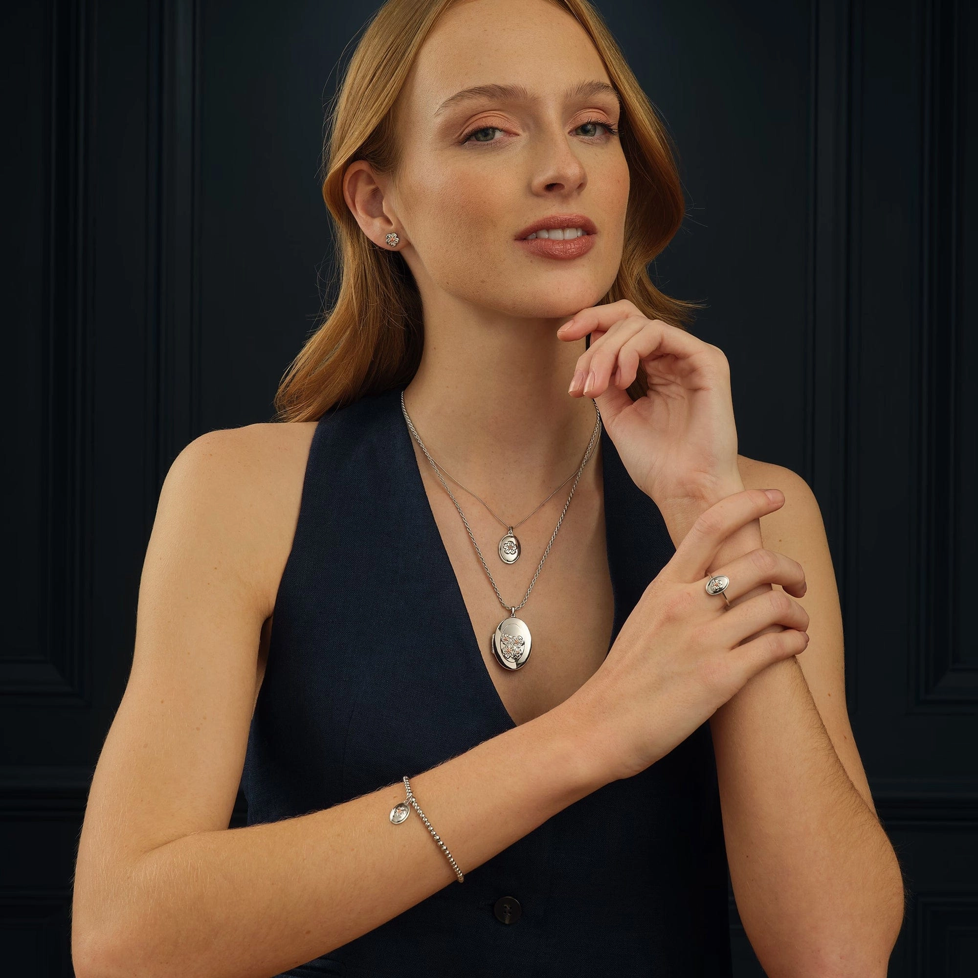 Clogau Natures Wonder Forget-Me-Not sterling silver stud earrings