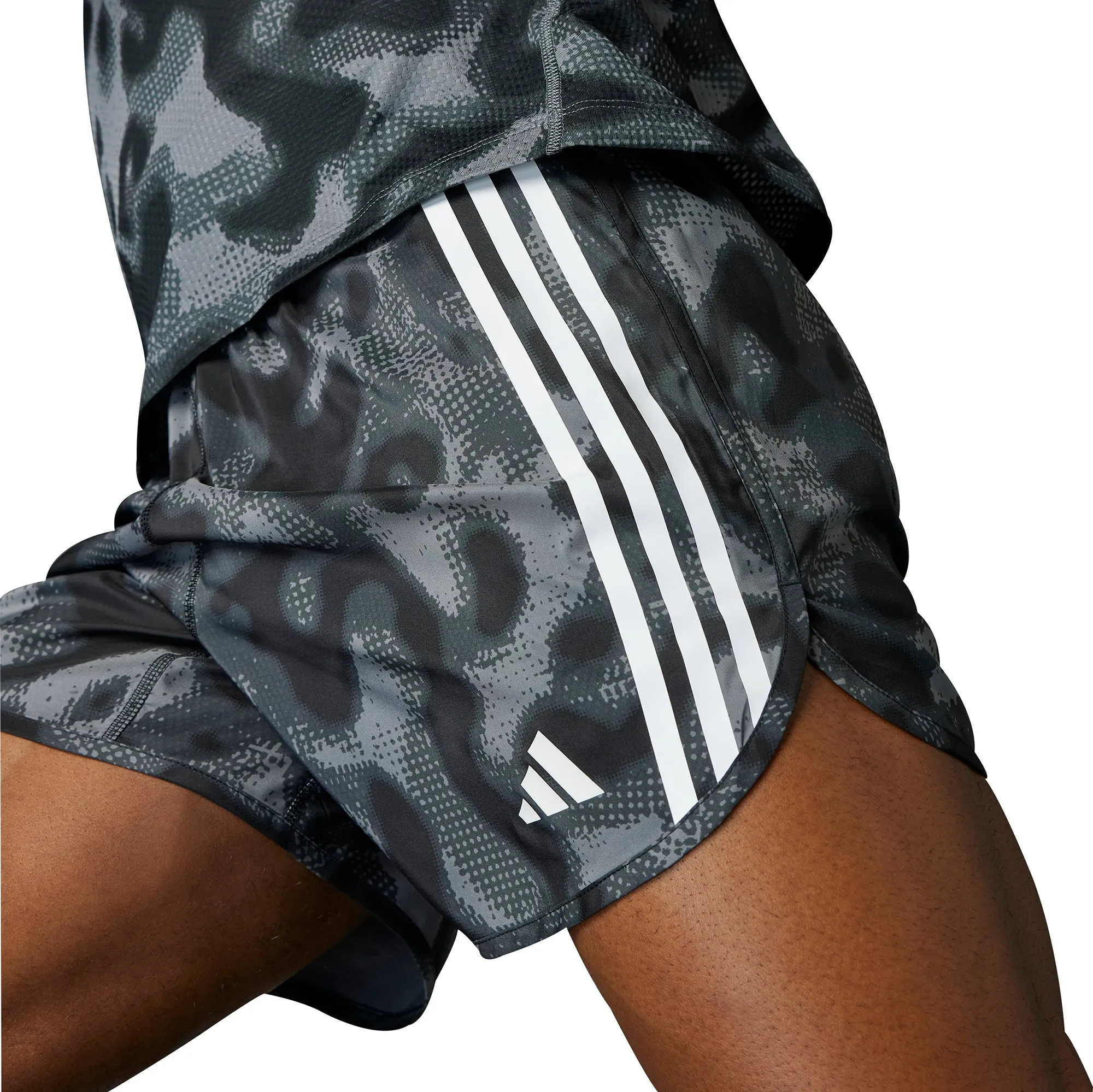 Clothing Adidas  Men adidas Own The Run 3 Stripes 5 Inch Mens Running Shorts - Grey