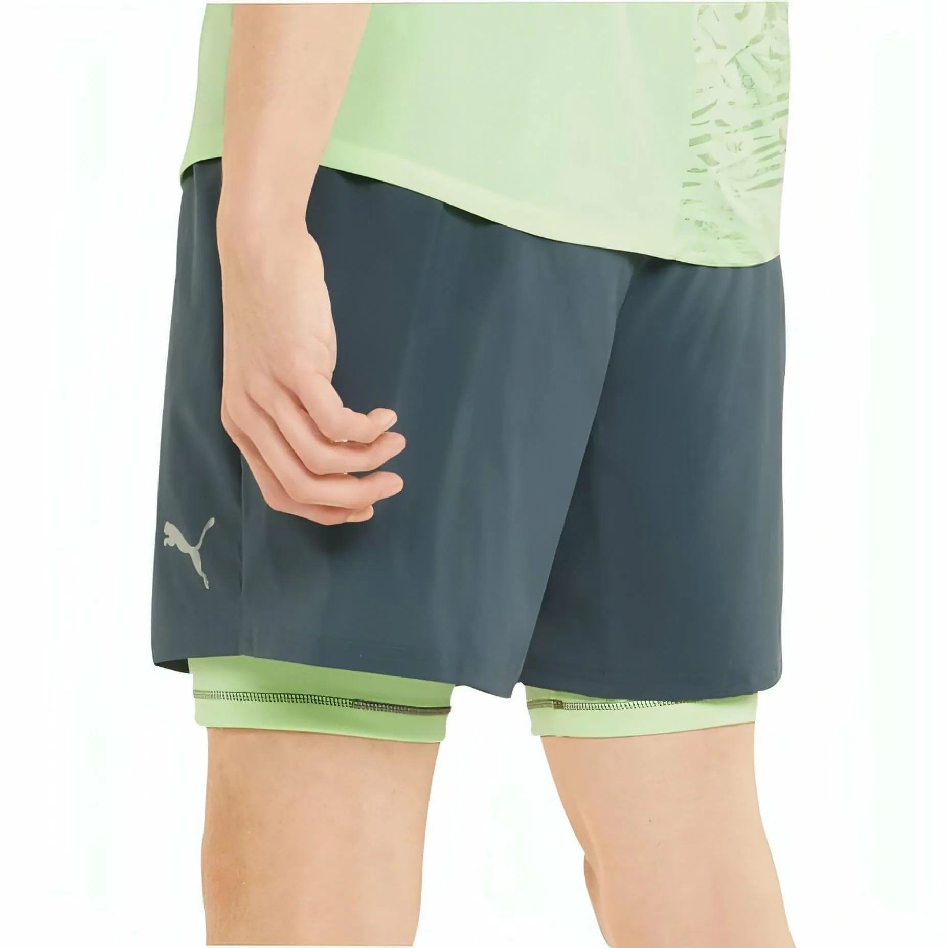 Clothing Puma  Men Puma 5 Inch Graphic 2 In 1 Mens Running Shorts - Grey