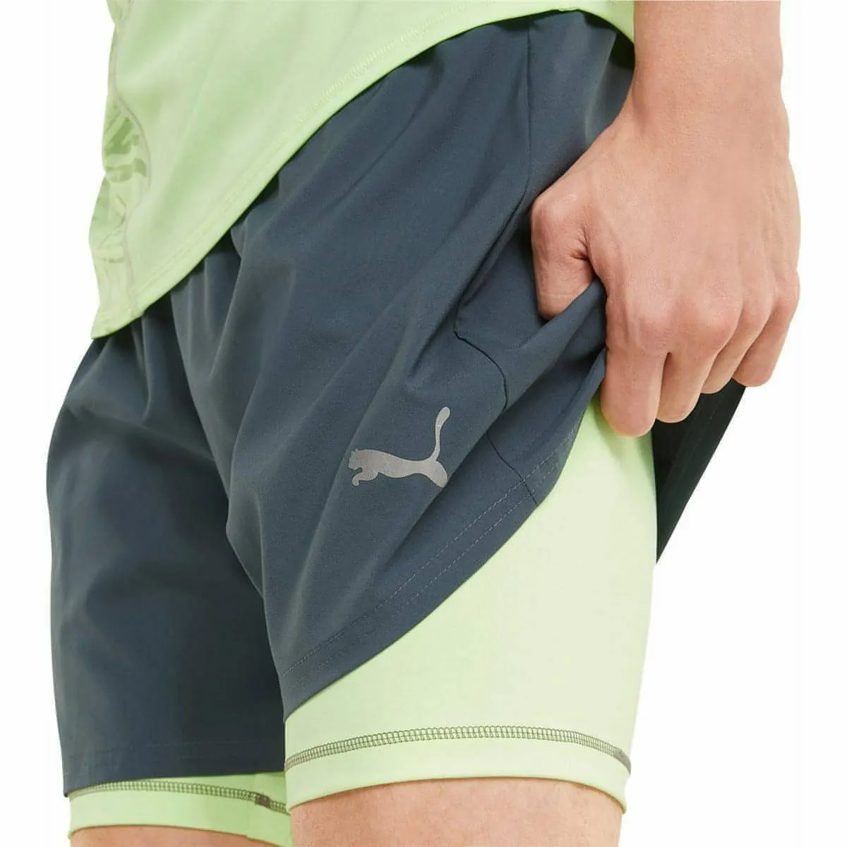 Clothing Puma  Men Puma 5 Inch Graphic 2 In 1 Mens Running Shorts - Grey