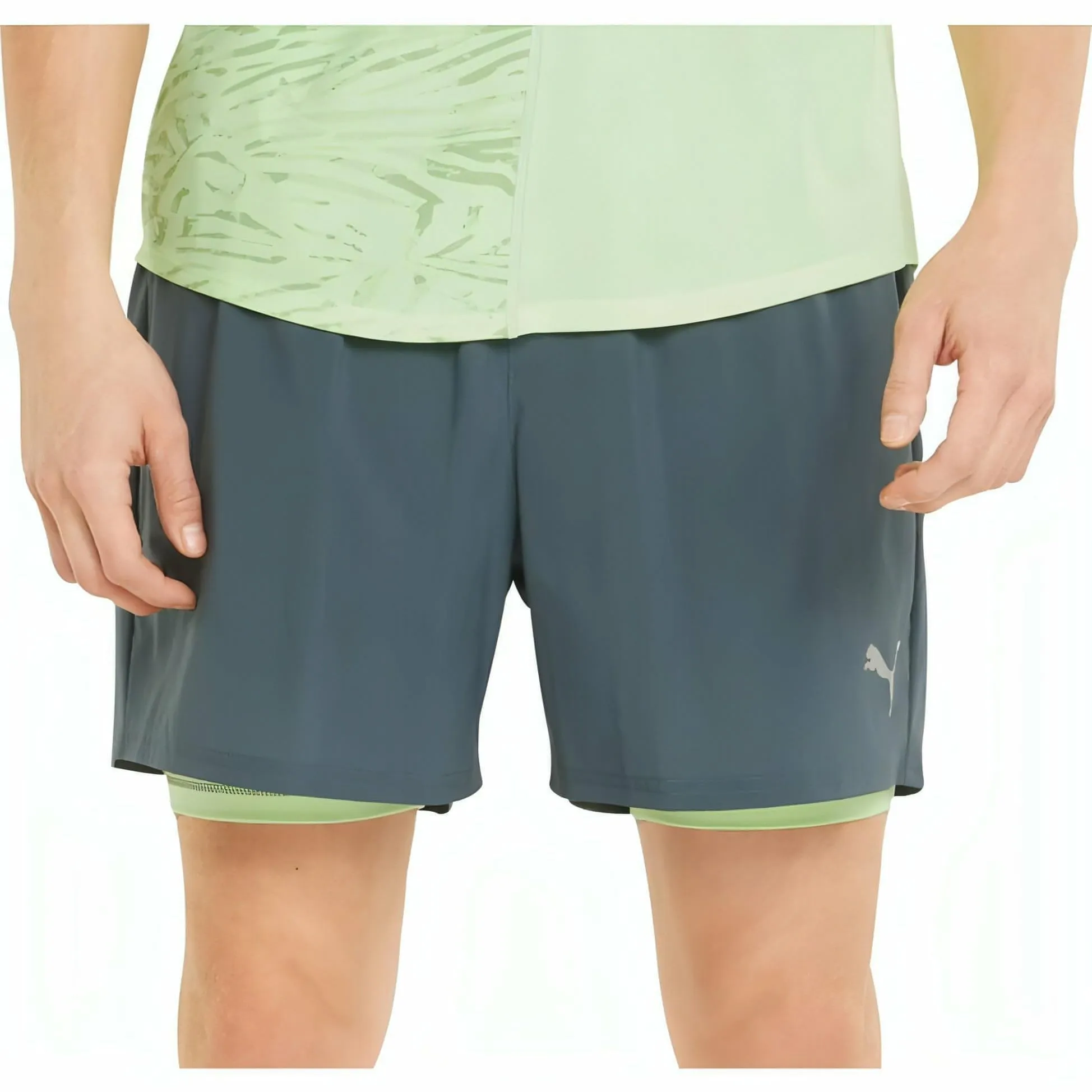Clothing Puma  Men Puma 5 Inch Graphic 2 In 1 Mens Running Shorts - Grey