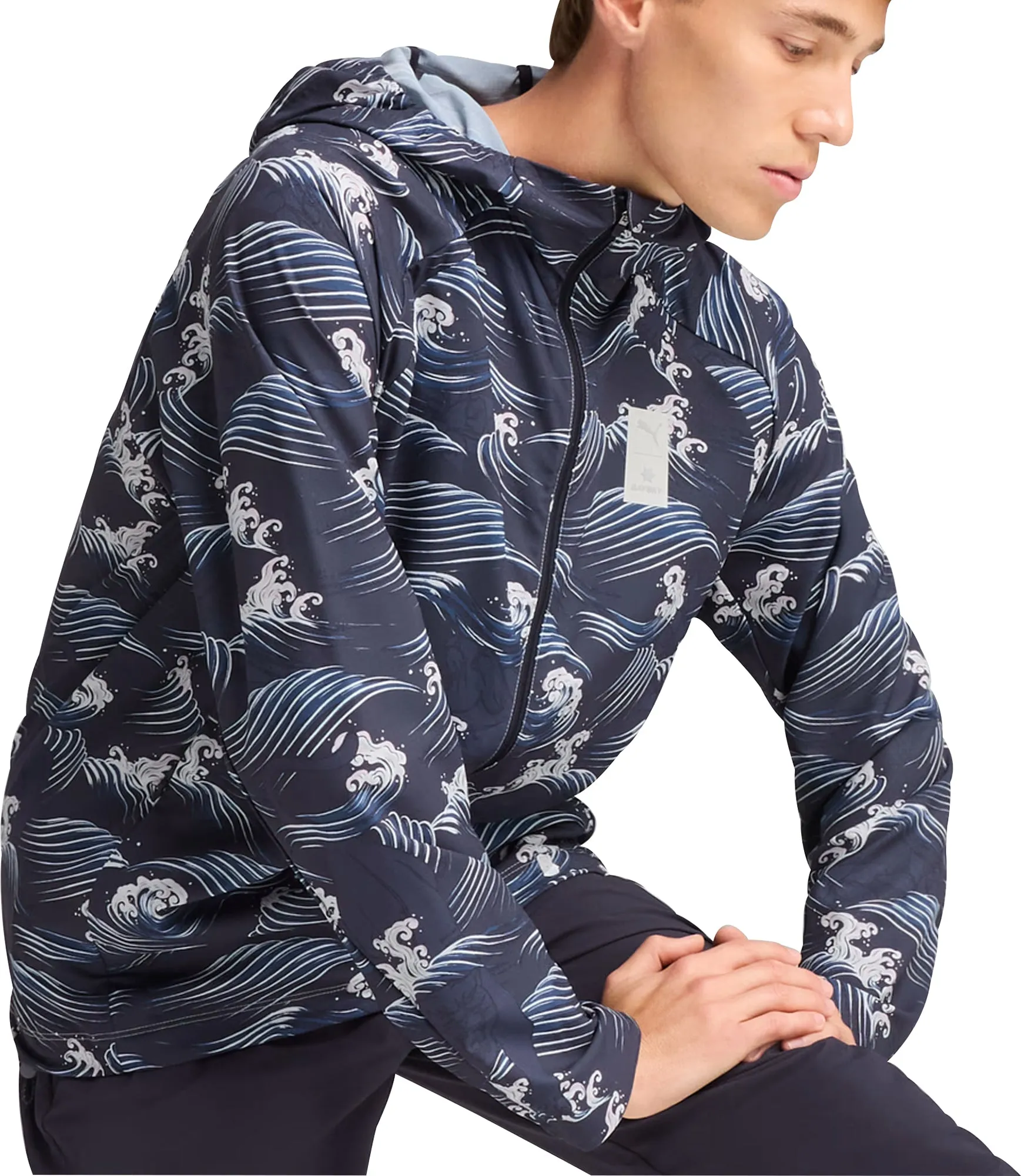 Clothing Puma  Men Puma X SAYSKY Graphic Mens Running Jacket - Blue