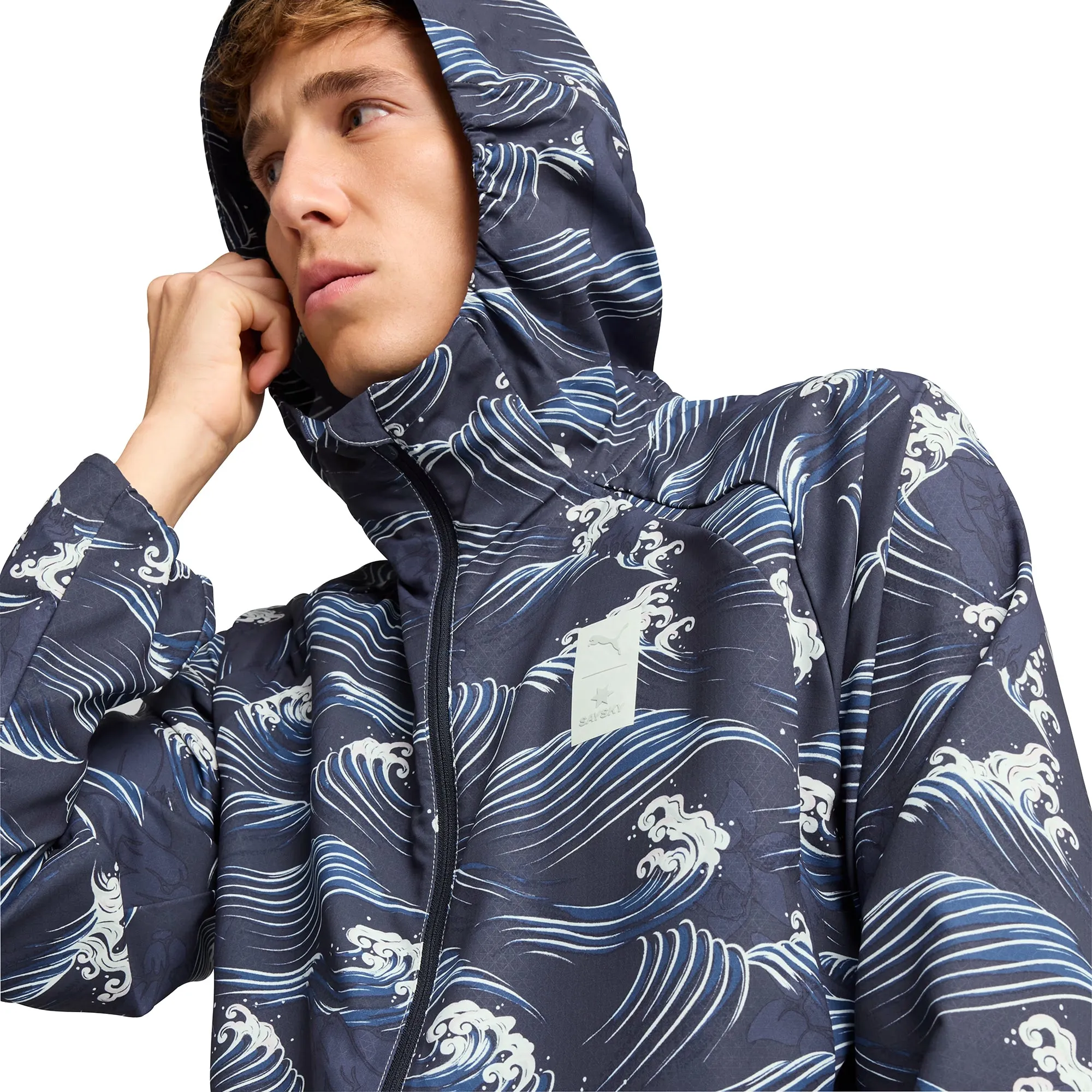 Clothing Puma  Men Puma X SAYSKY Graphic Mens Running Jacket - Blue