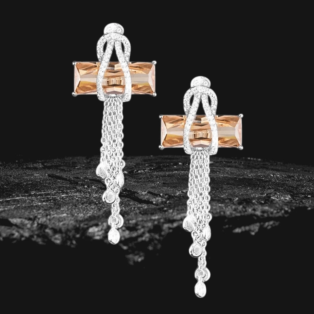 Contemporary Cross Champagne Earrings