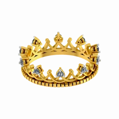 Crown Themed Gold Ring Design For Women