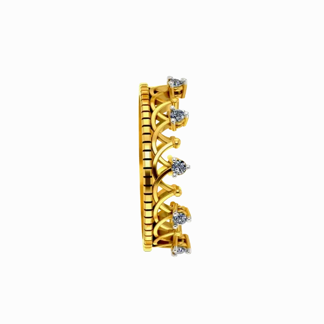Crown Themed Gold Ring Design For Women