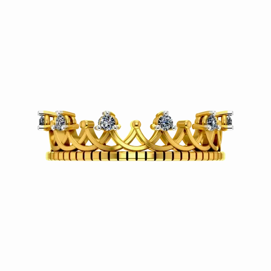 Crown Themed Gold Ring Design For Women