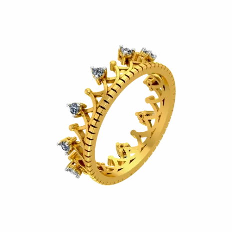 Crown Themed Gold Ring Design For Women