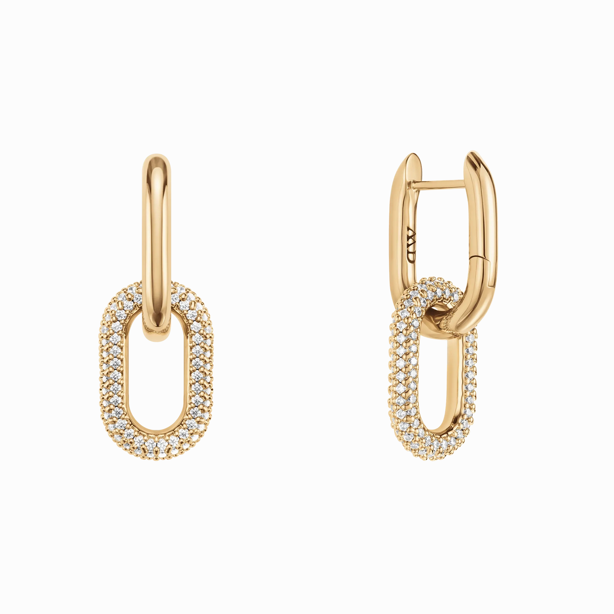 Crystal Link Earrings Gold