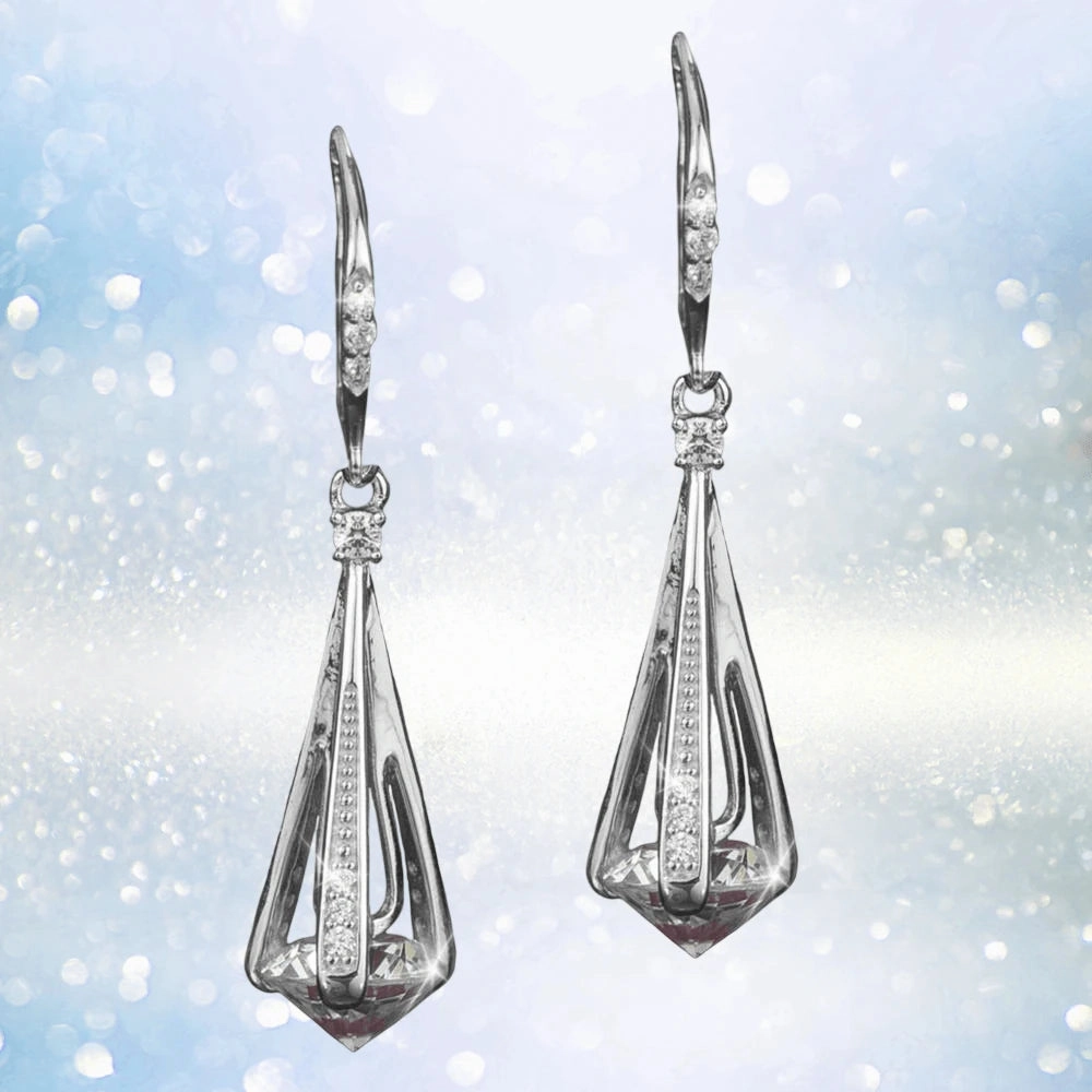 Cylinda Rhodium Earrings