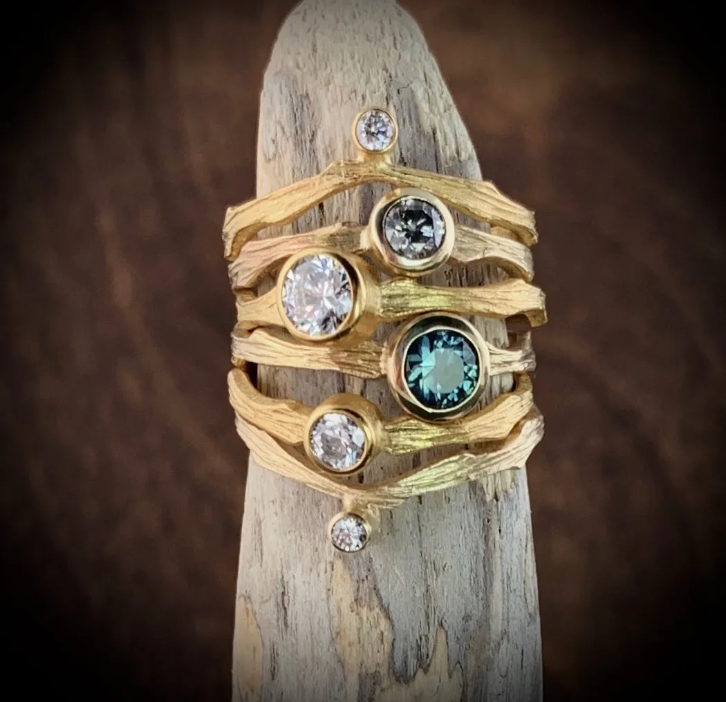 Cypress Solitaire Ring with 4mm Salt &amp; Pepper Diamond 14K Gold