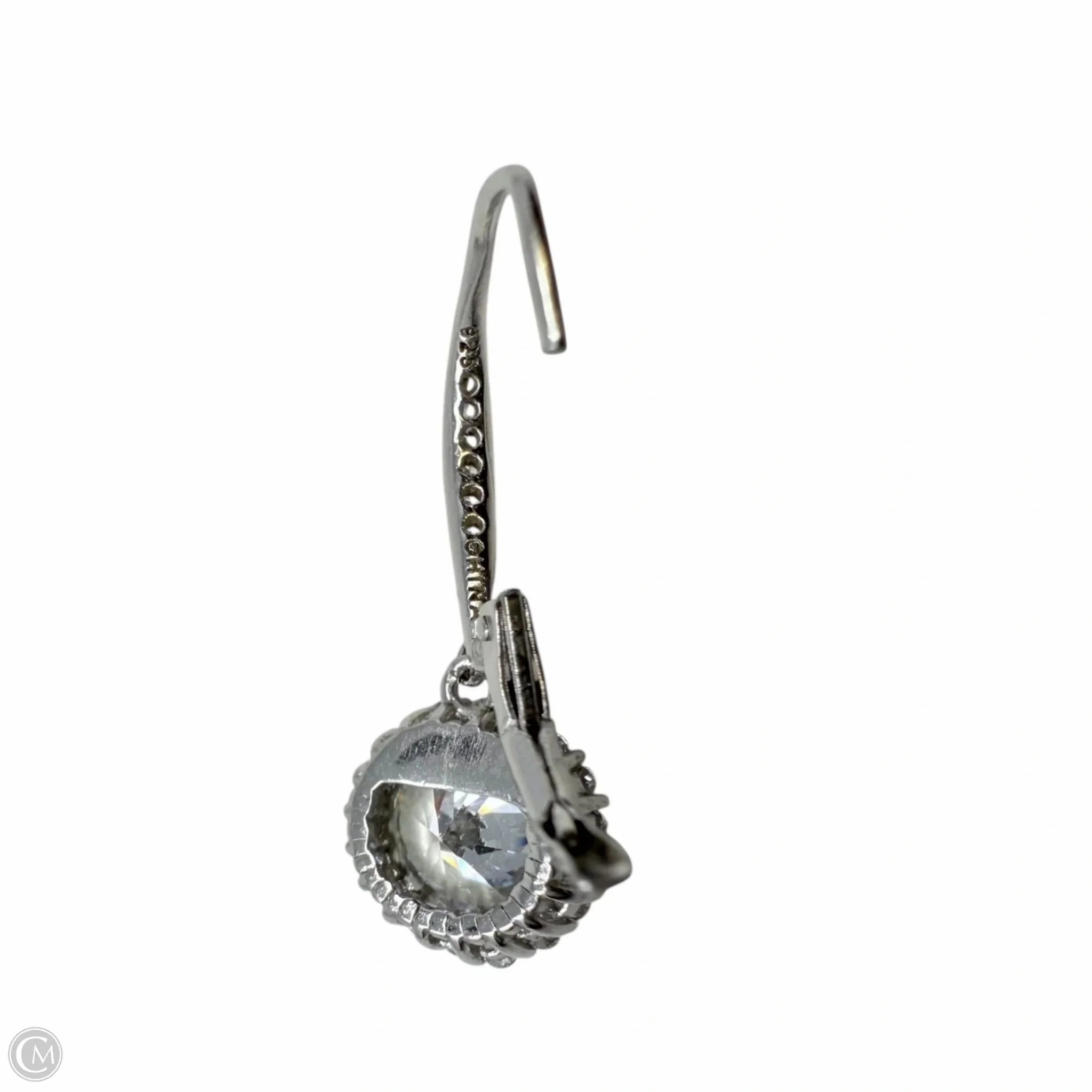 CZ & Sterling Silver Halo Drop Earrings