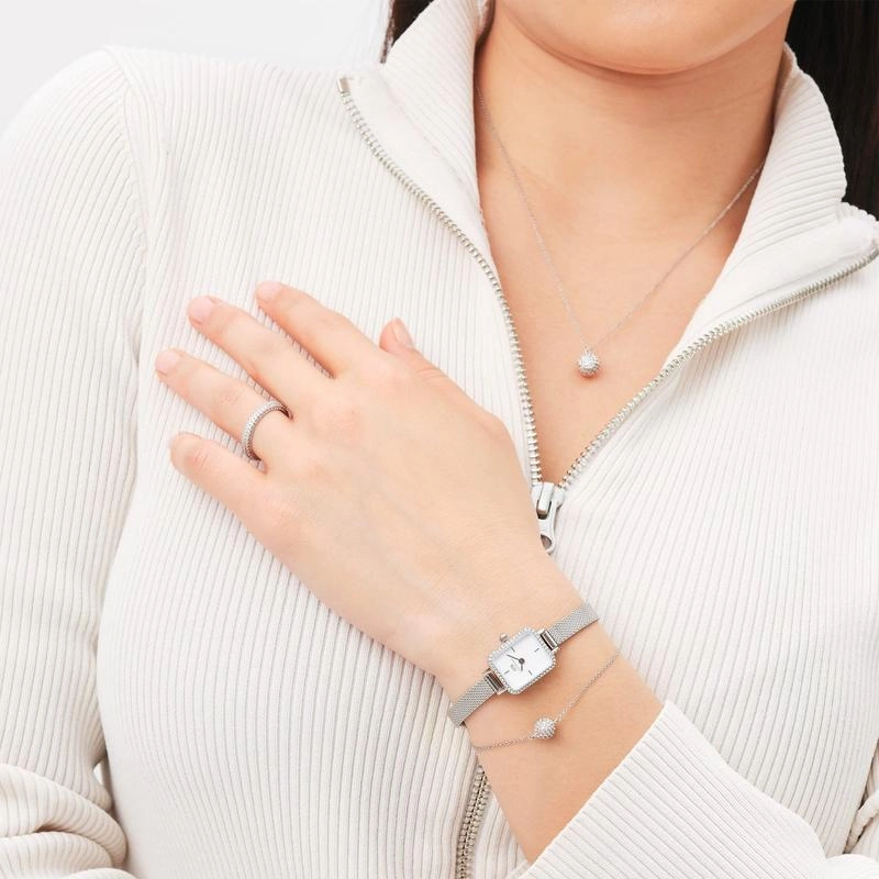 Daniel Wellington Pav Crystal Pendant Bracelet Silver