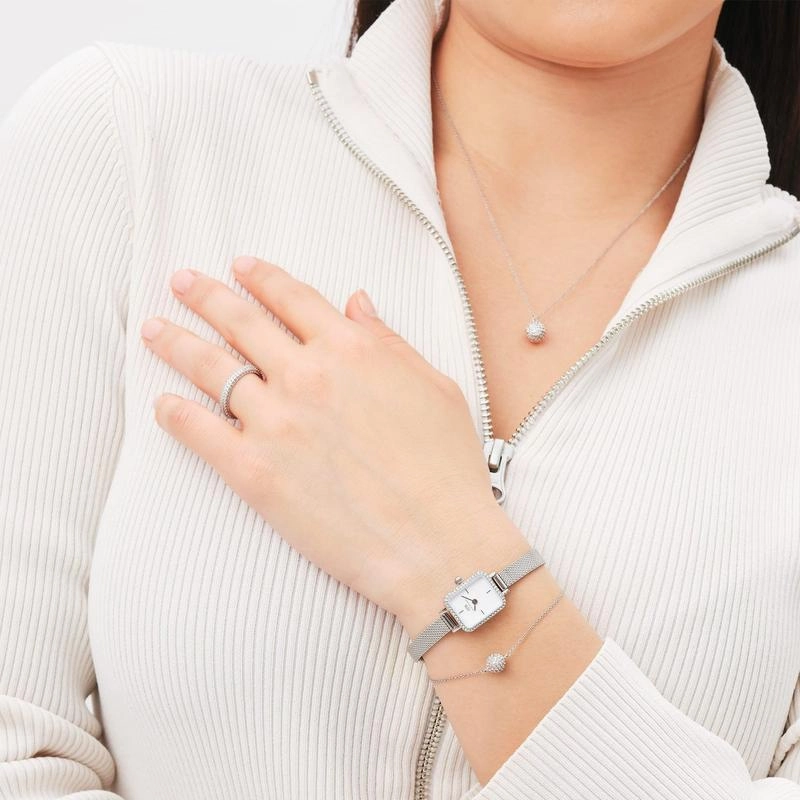 Daniel Wellington Pav Crystal Pendant Necklace Silver
