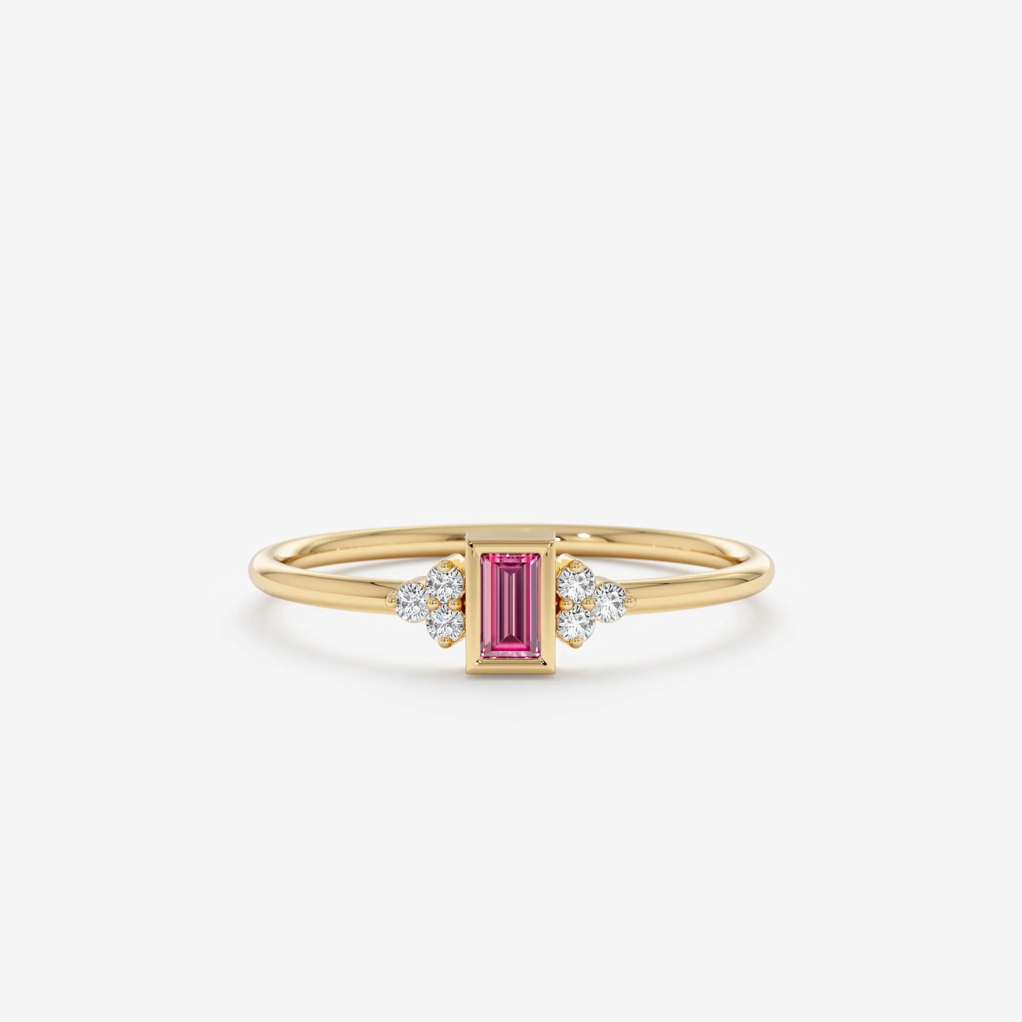 Diamond and Baguette Pink Sapphire Ring, Caresha
