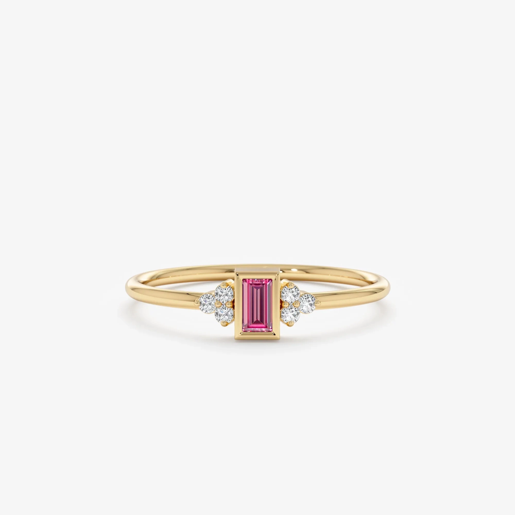 Diamond and Baguette Pink Sapphire Ring, Caresha