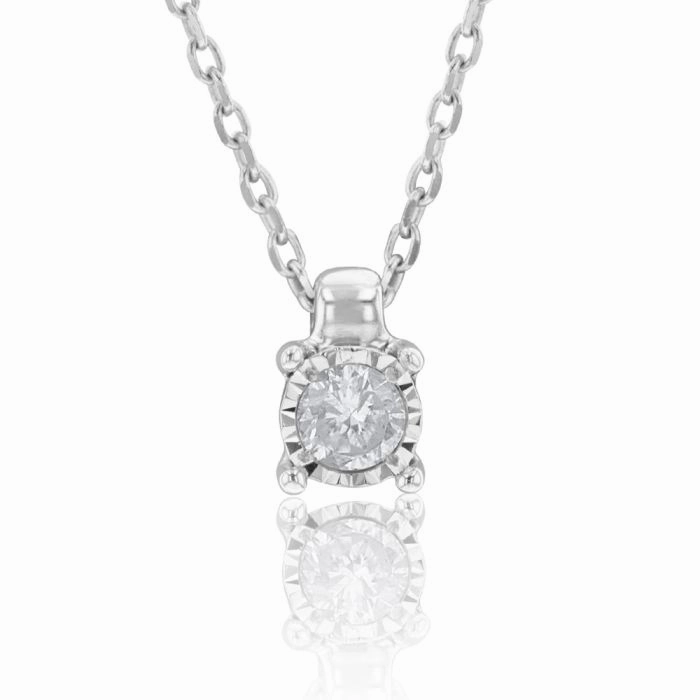 Diamond Pendant on 45cm Chain in 9ct White Gold
