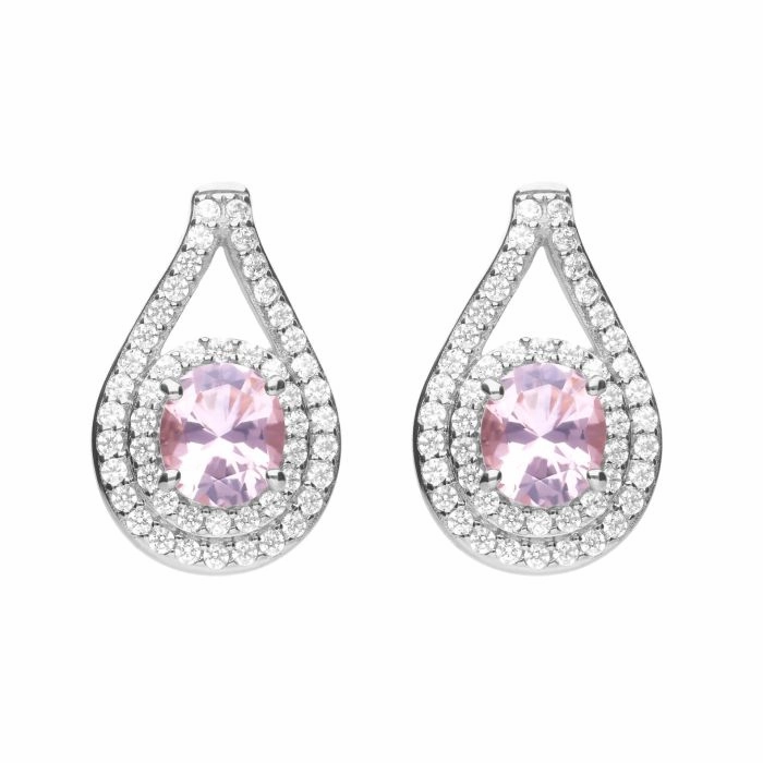 Diamonfire Round Pink and White Teardrop Earrings