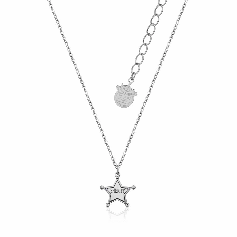 Disney Pixar Toy Story White Gold Plated Sheriff Woody Pendant On Chain