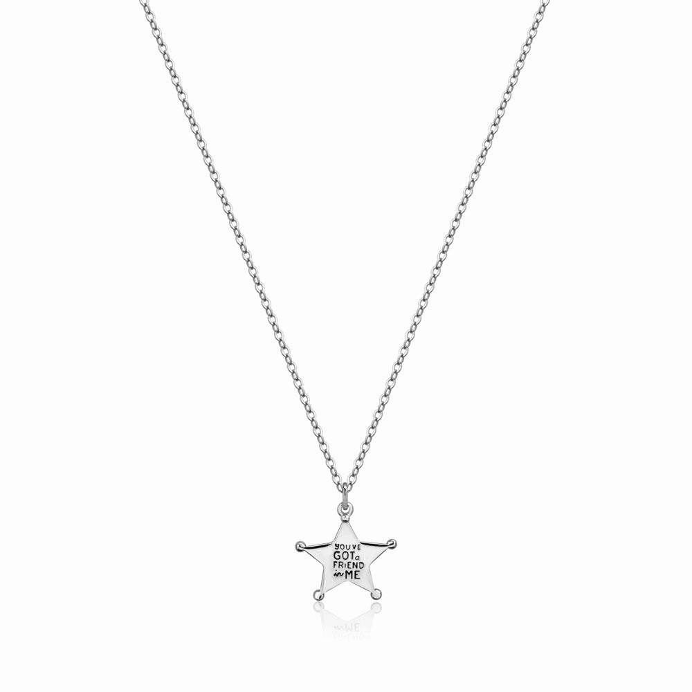 Disney Pixar Toy Story White Gold Plated Sheriff Woody Pendant On Chain