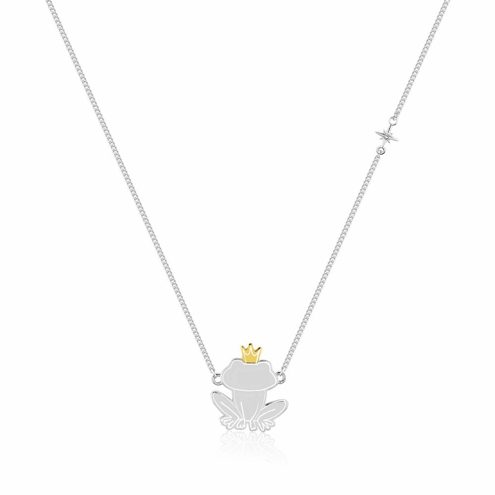 Disney Princess And The Frog  Rhodium Plated Prince Naveen Pendant on 40cm Chain