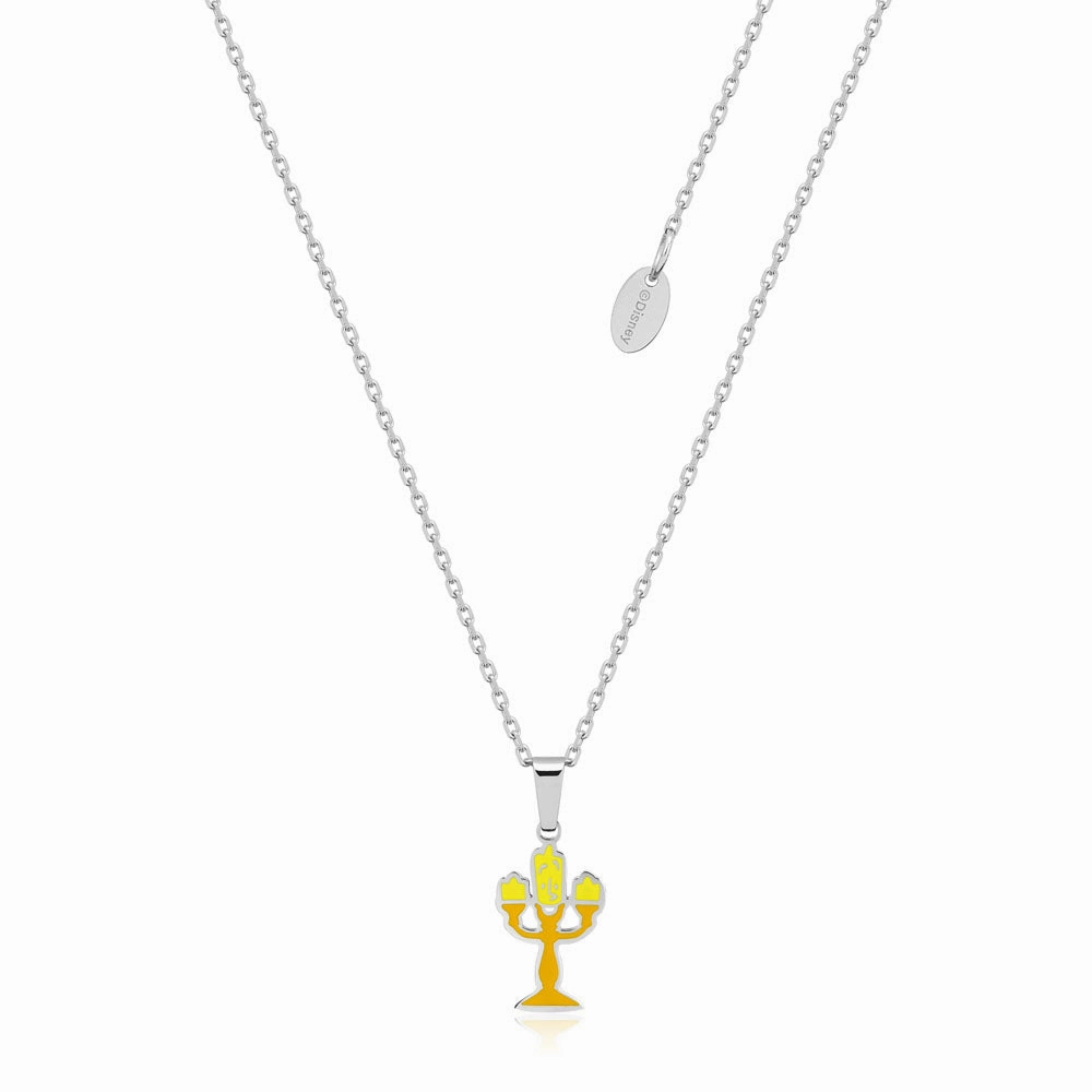 Disney Stainless Steel Beauty And The Beast Lumiere Pendant on 40 7cm Chain