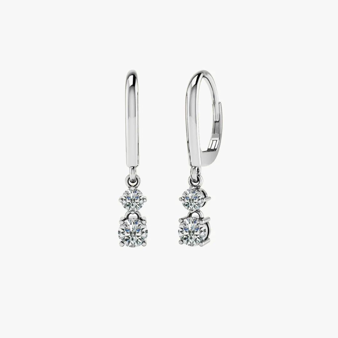 Double Diamond Drop Earrings