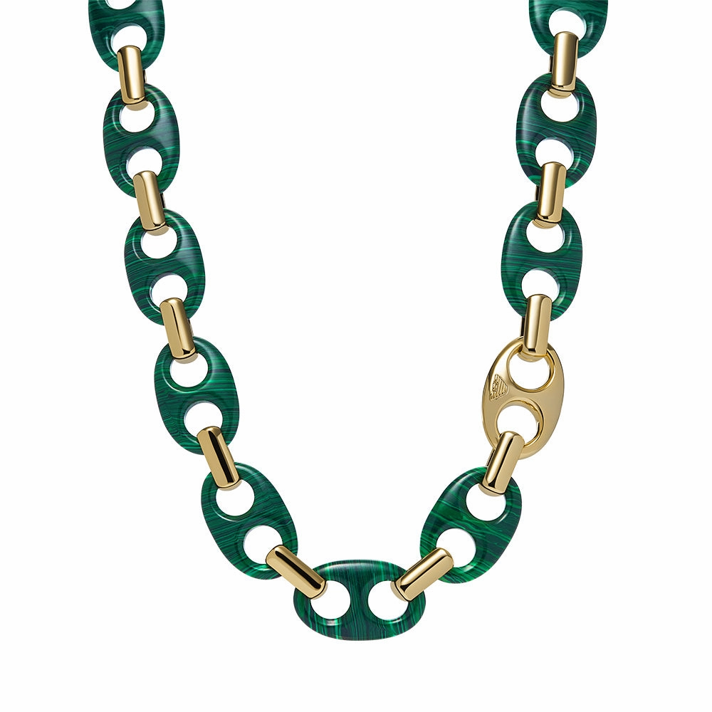 Emporio Armani Gold Plated Brass Reconstituted Malachite Chain