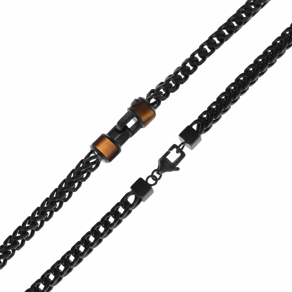 Emporio Armani Stainless Steel Brown Tiger's Eye Chain
