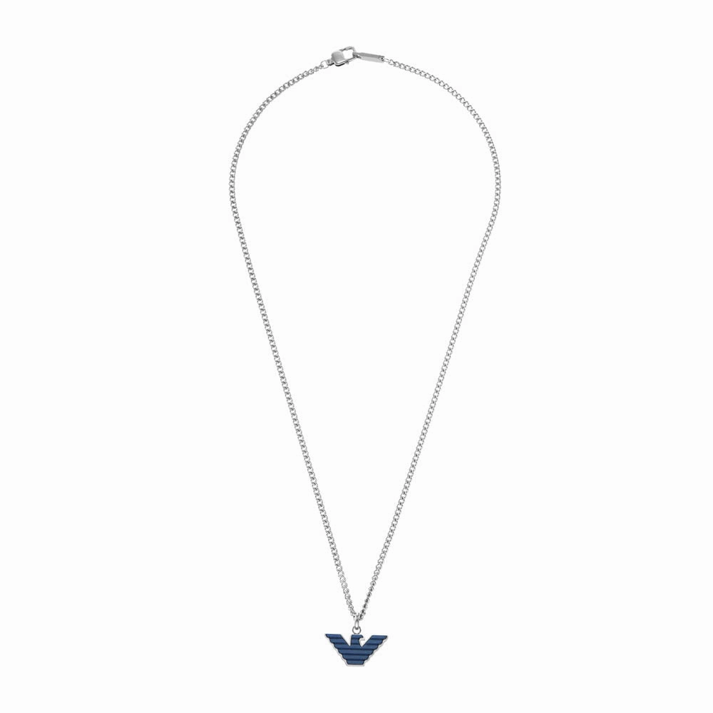 Emporio Armani Stainless Steel Logo Essential Pendant With Chain